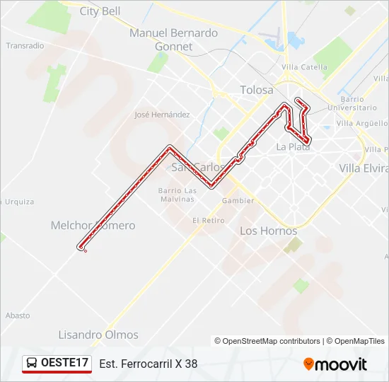 OESTE17 Colectivo Line Map
