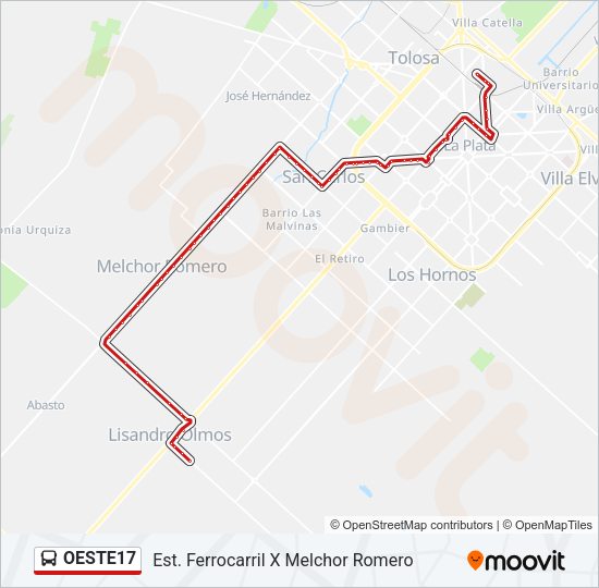 OESTE17 Colectivo Line Map
