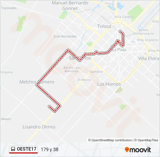 OESTE17 Colectivo Line Map