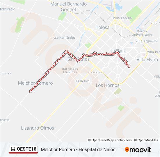 OESTE18 Colectivo Line Map