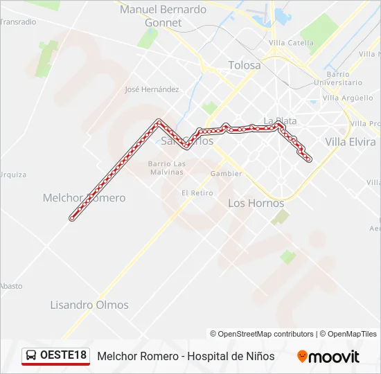 OESTE18 Colectivo Line Map