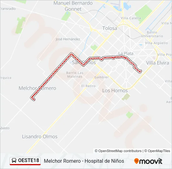 OESTE18 Colectivo Line Map