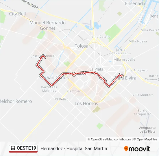 OESTE19 Colectivo Line Map