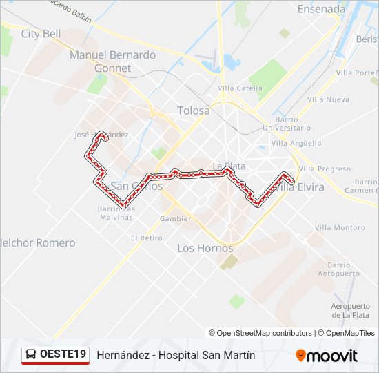 OESTE19 Colectivo Line Map
