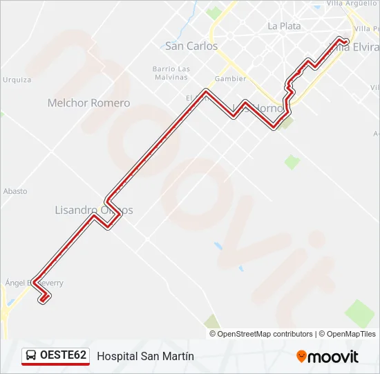 OESTE62 Colectivo Line Map