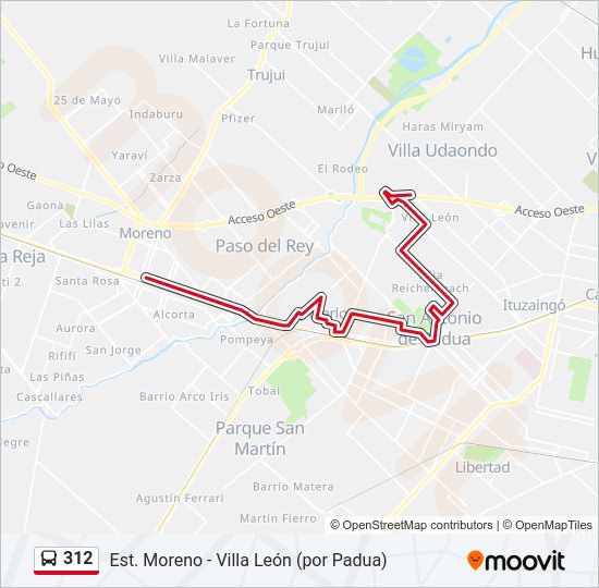 Mapa de 312 de Colectivo