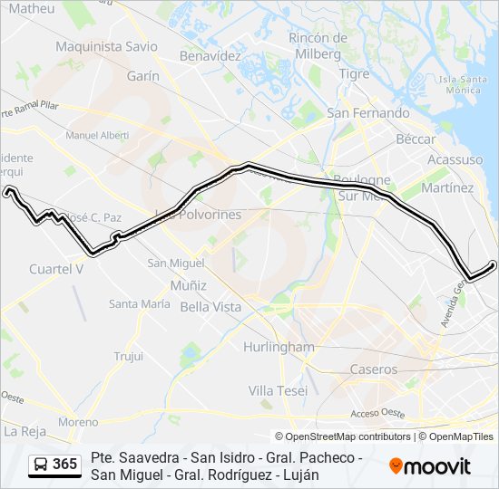 365 colectivo Line Map