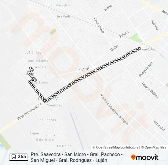 365 Colectivo Line Map