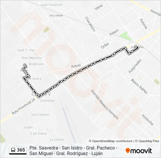 365 Colectivo Line Map
