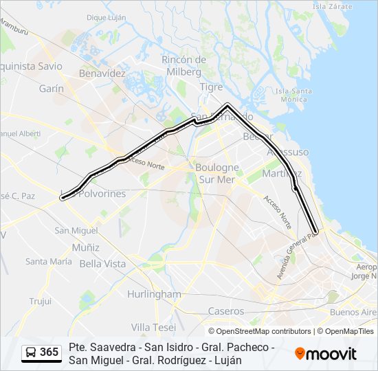 365 colectivo Line Map