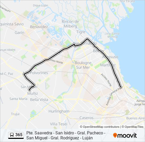 365 colectivo Line Map