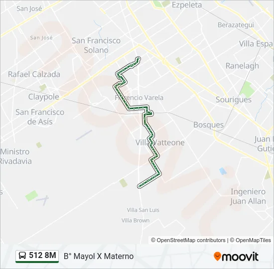 512 8M Colectivo Line Map
