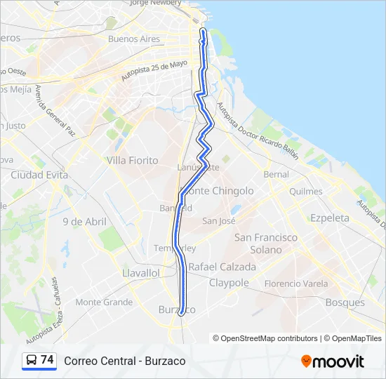 74 Colectivo Line Map