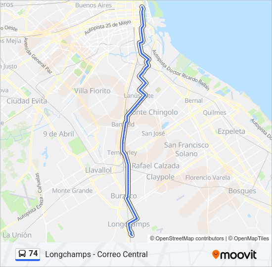 74 Colectivo Line Map