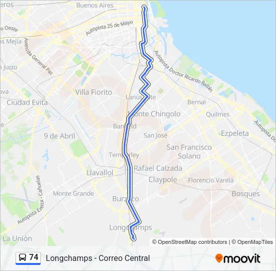 74 Colectivo Line Map