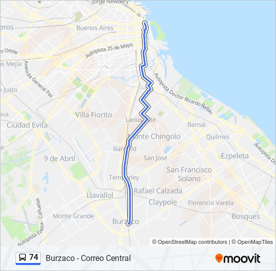 Mapa de 74 de Colectivo