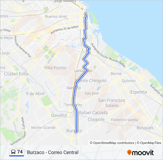 74 Colectivo Line Map