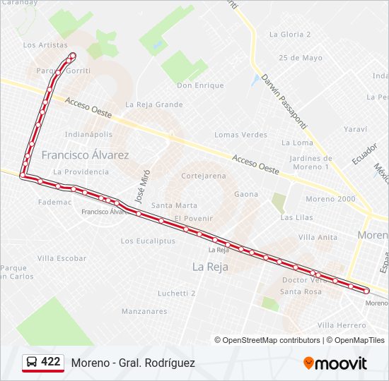 Mapa de 422 de Colectivo