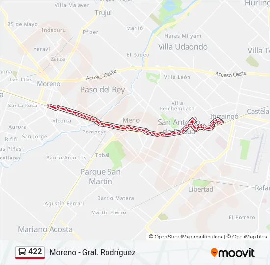 Mapa de 422 de Colectivo