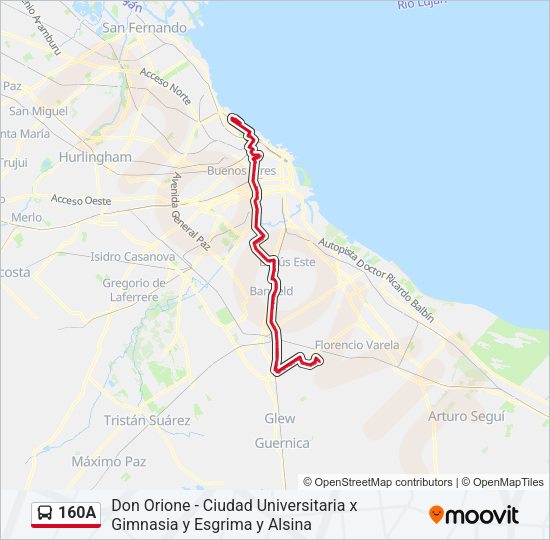 Mapa de 160A de Colectivo