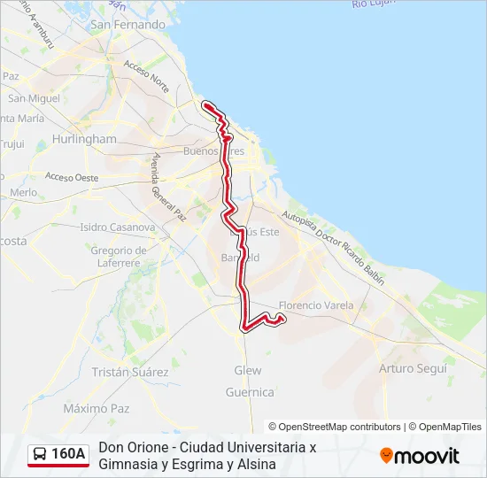 Mapa de 160A de Colectivo