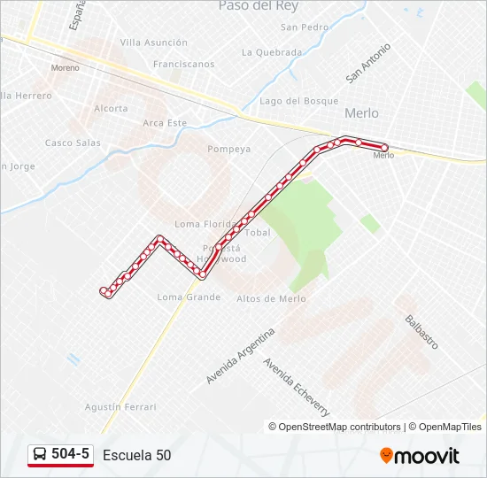 504-5 Colectivo Line Map