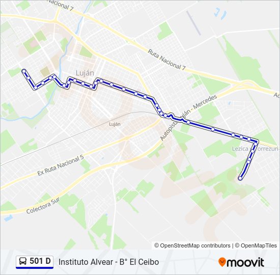 501 D Colectivo Line Map