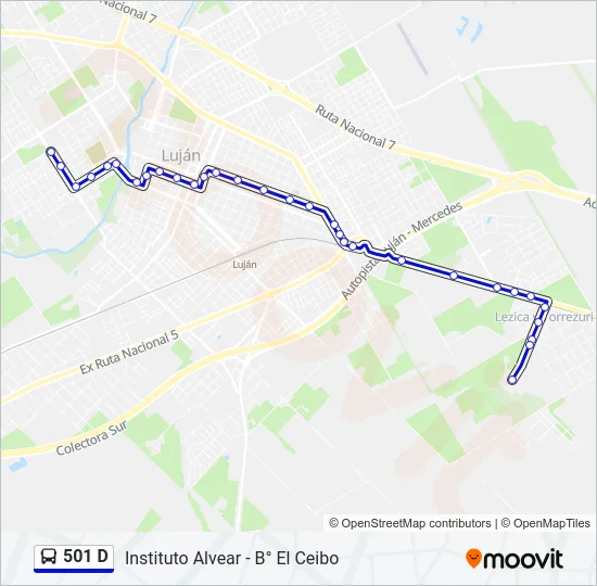 501 D Colectivo Line Map
