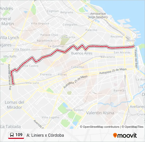 109 Colectivo Line Map