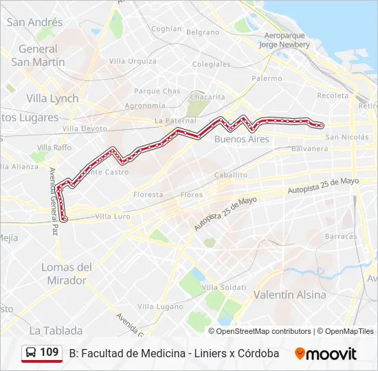109 Colectivo Line Map