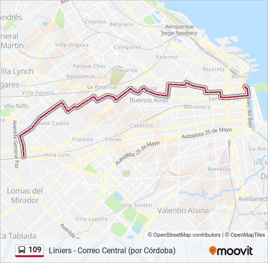 109 Colectivo Line Map