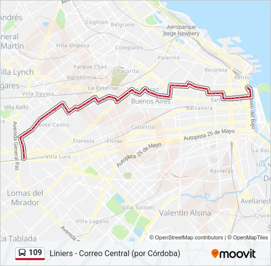 109 Colectivo Line Map