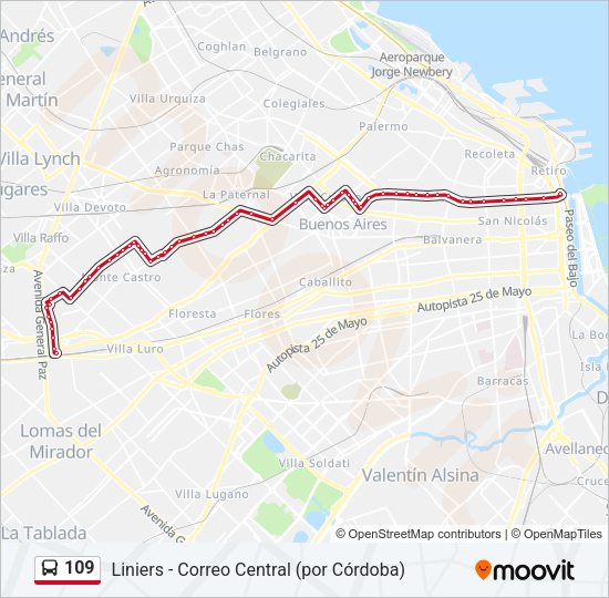 109 Colectivo Line Map