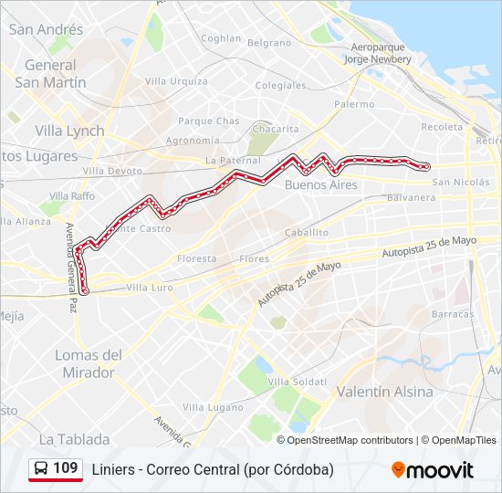 109 Colectivo Line Map