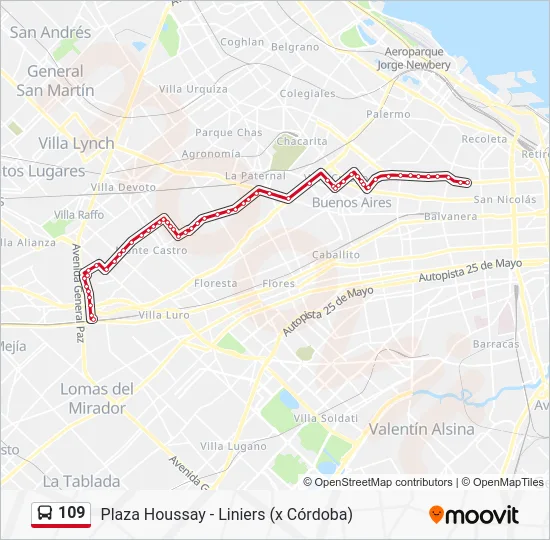 109 Colectivo Line Map