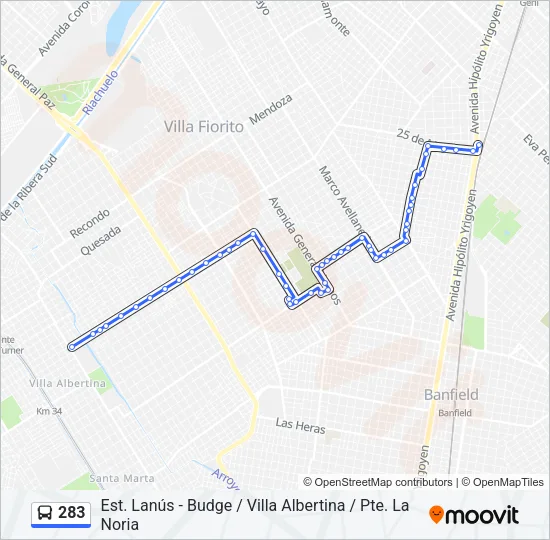 283 Colectivo Line Map