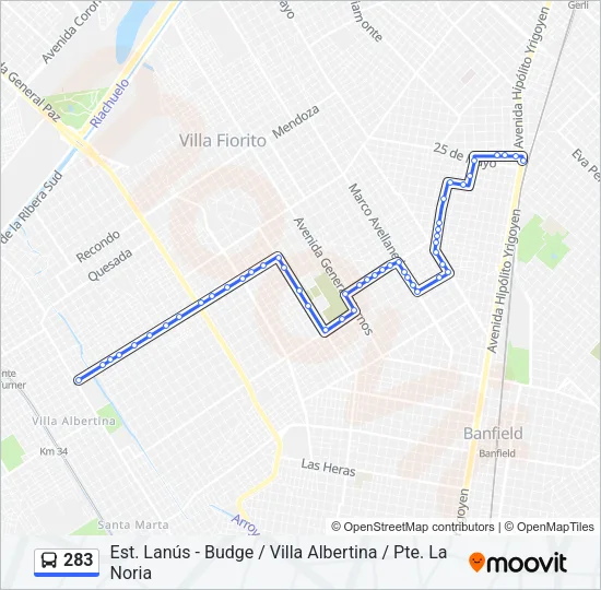 283 Colectivo Line Map