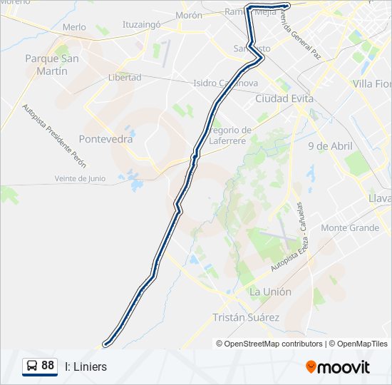 Ruta 88 horarios, paradas y mapas I Liniers (Actualizado)