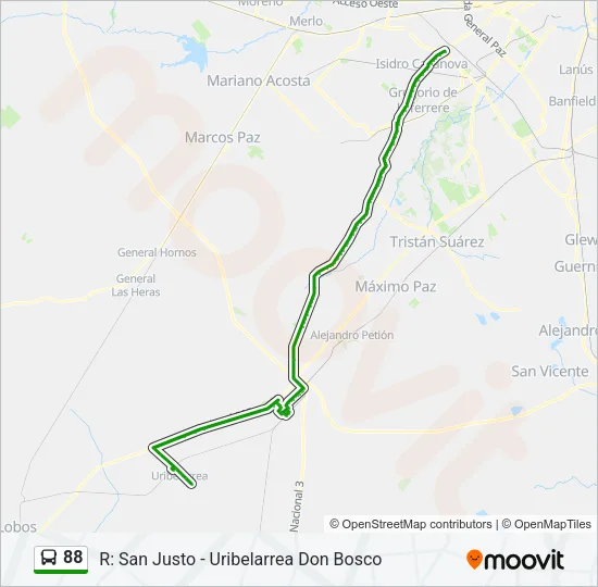 88 Colectivo Line Map