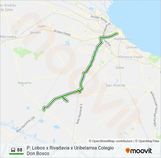 88 Colectivo Line Map