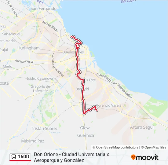 160D Colectivo Line Map