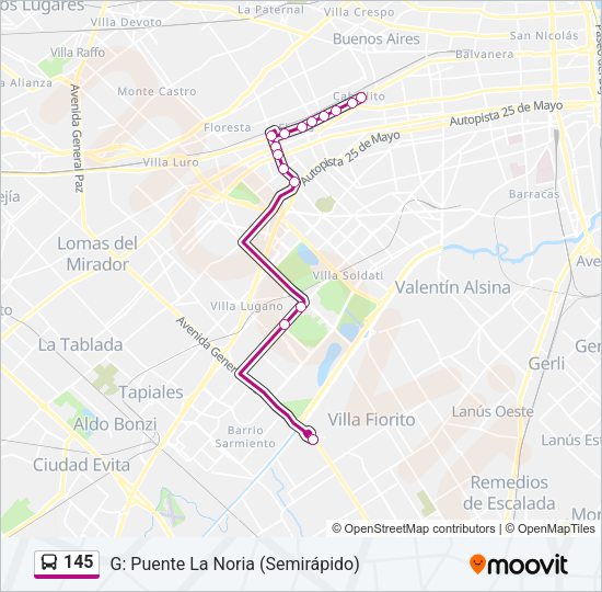 145 Colectivo Line Map