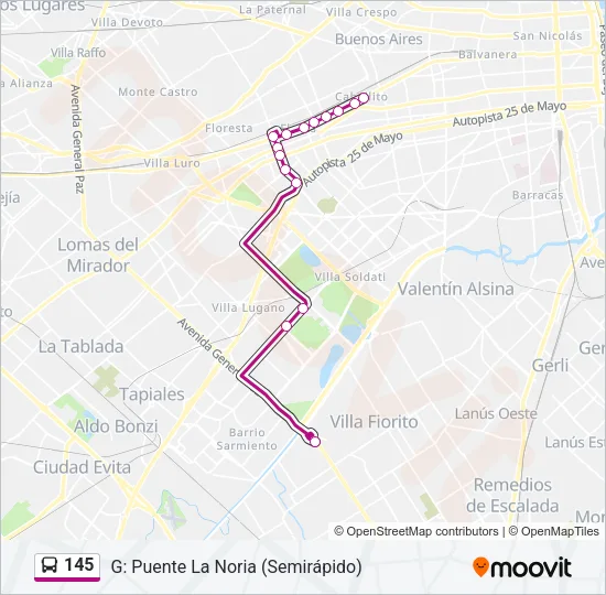 145 Colectivo Line Map