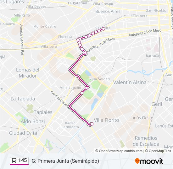 145 Colectivo Line Map