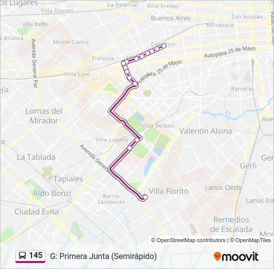 145 Colectivo Line Map