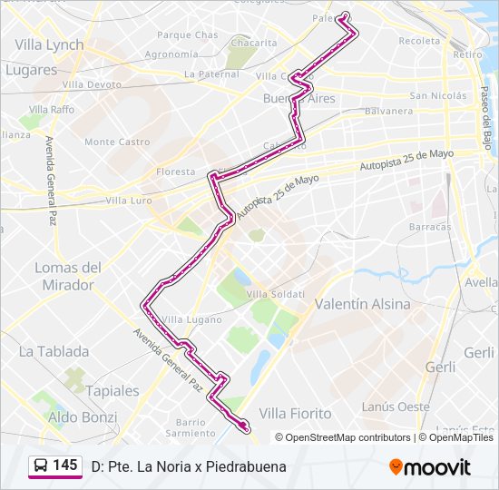 145 Colectivo Line Map