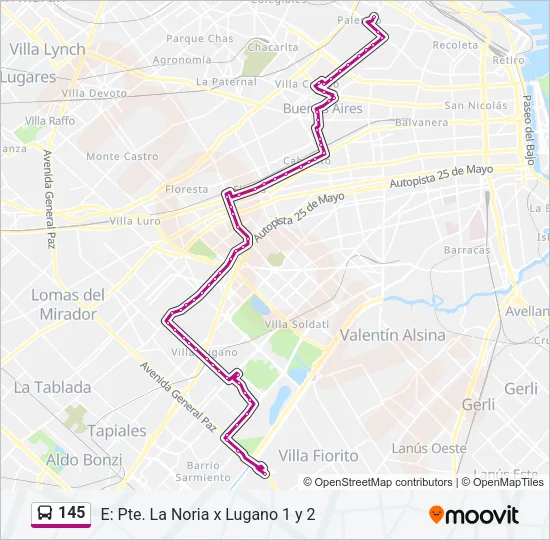 145 Colectivo Line Map