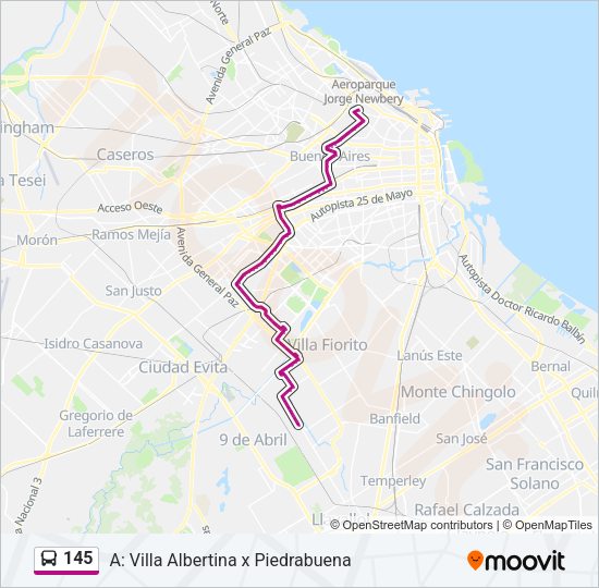 Mapa de 145 de Colectivo