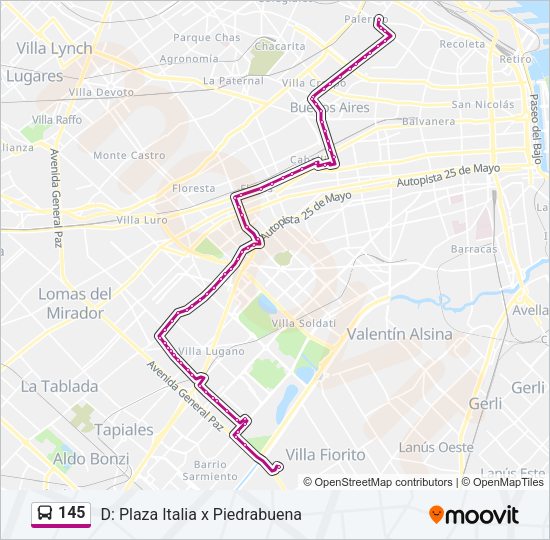 145 Colectivo Line Map