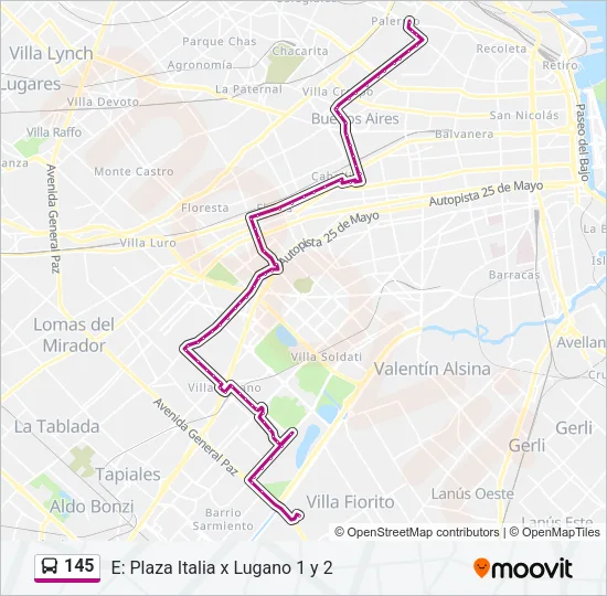 145 Colectivo Line Map